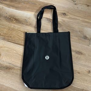Large Lululemon Black White Reusable Shopping Tote Bag with Snaps 2024